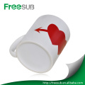 Tazas de la sublimación en blanco de customed de la insignia de forma de 11OZ blanco del corazón